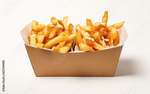 Fried fries in a packing box.