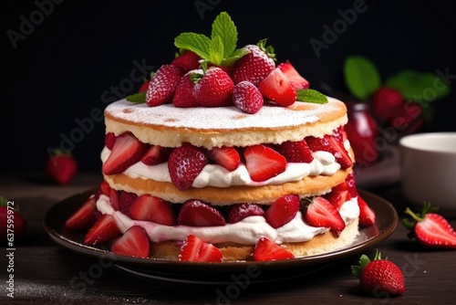 Delicious strawberry biscuit cake torte dessert