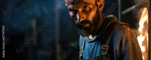 Greasy overalls hanging from a weary frame the Foundry Worker works defiantly against flames that reflect in incredible clarity in their eyes.