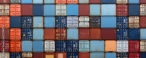 A wall of interconnected containers winds its way out of sight gridlike as far as the eye can see.