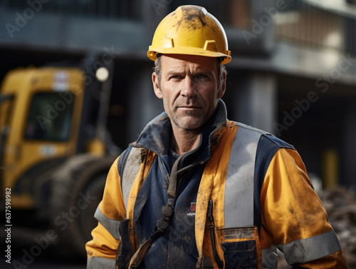 His gaze is serious and focused as the Demolition Worker diligently completes his task. The only adornment to his clothing is the stainless steel toolbelt holding his equipment close to his body