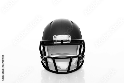 Helmet to practice American football in black on a white background