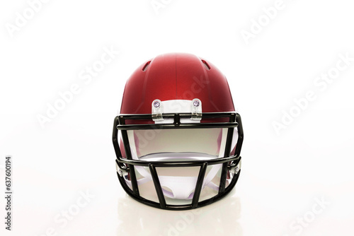 Helmet to practice American football in red on a white background