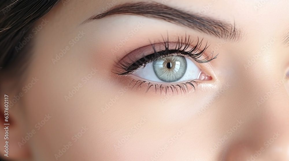 Close-up Portrait of a Woman with Stunning Green Eyes and Glamorous Makeup