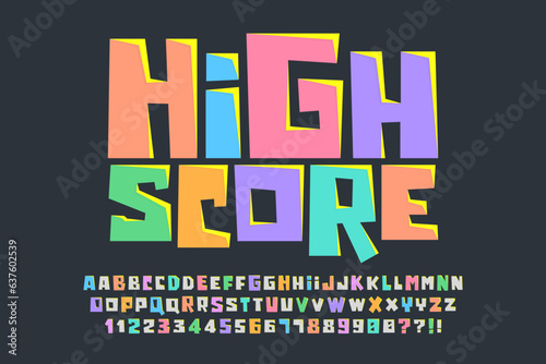 Playful comical original alphabet design, colorful, typeface.