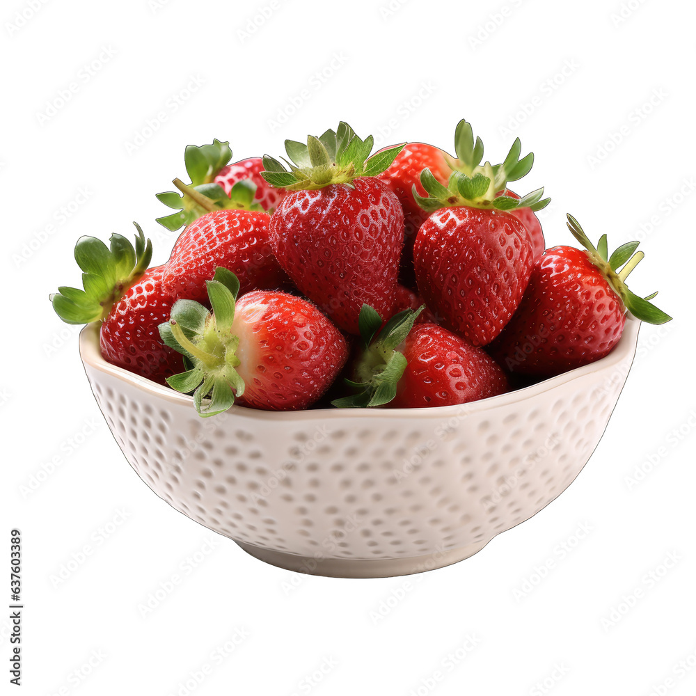 Strawberries in a bowl isolated on transparent background Strawberries in a bowl isolated on transparent background