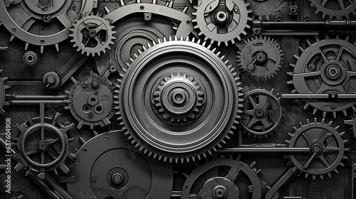 Wallpaper Mural machine technology gears. retro gearwheel mechanism abstract background. generative ai Torontodigital.ca