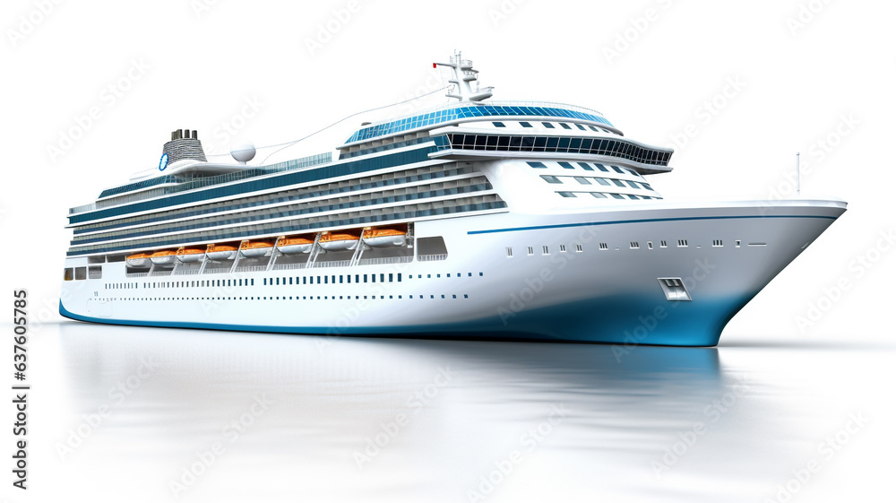 Cruise ship on white background.