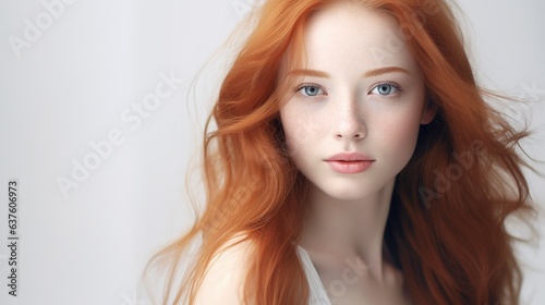 beautiful young woman with clean fresh skin. Model with healthy skin, close up portrait. Cosmetology, beauty and spa. generative ai