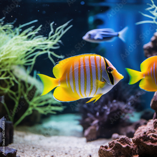 lifestyle photo tang fish in an aquarium