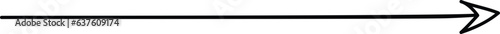 Black straight long arrow in hand drawn style. Arrow shape element pointimg right.