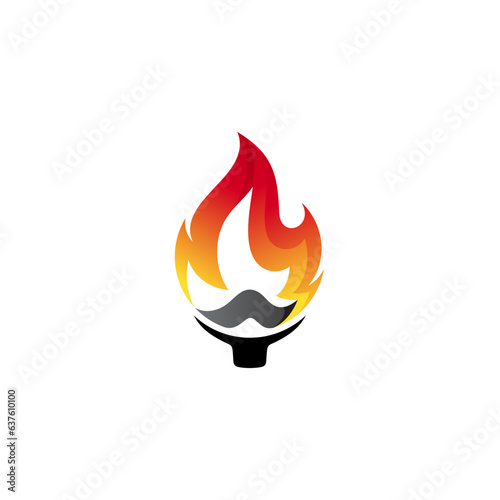 Torch fire logo vector icon, Olympic flaming torch logo, sport fire sign,