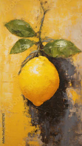 Oil painting of a lemon / lime - illustration - ingredients - kitchen - meal - vegetable - fruit - Created with Generative AI technology.