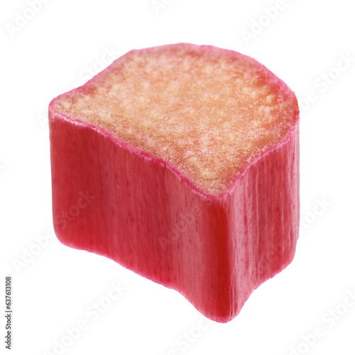 One piece of fresh ripe rhubarb isolated on white