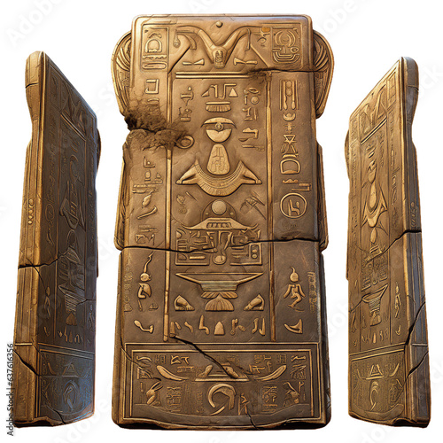 A hieroglyphic tablet, isolated object, Transparent Background
