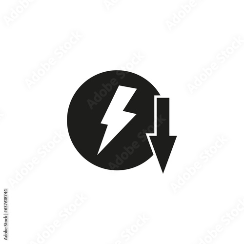 Electric sign with down arrow. Low electricity energy icon. Vector illustration. EPS 10. Free Download Electric sign with down arrow. Low electricity energy icon. Vector illustration. EPS 10. - GFXLoad