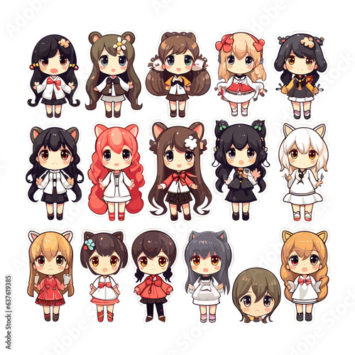 Cute kawaii chibi big eyes anime korean kpop girls