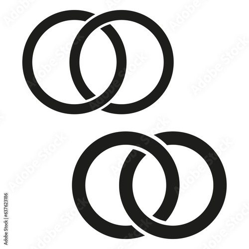 Interlocking circles set. Circles, rings concept icon. Rings contour. Vector illustration. EPS 10.