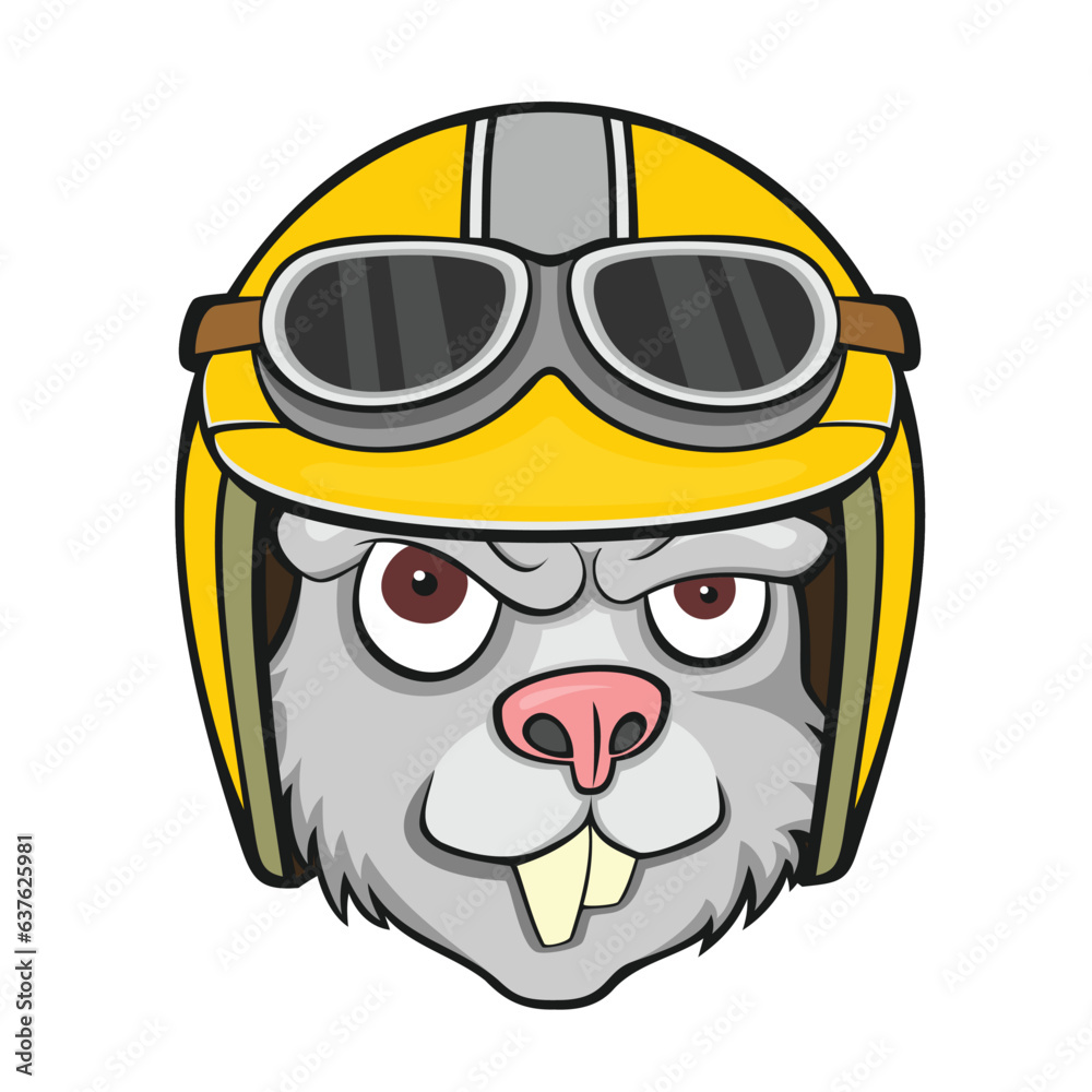 rabbit biker mascot vector art illustration design