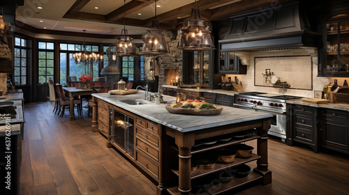 A chef's dream kitchen with a professional-grade stove and ample counter space 
