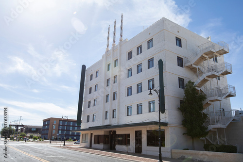 Yuma, Arizona, USA - May 27, 2022: Afternoon sun shines on the buildings of historic Downtown Yuma.