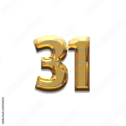 Number 31 gold luxury, use birthday,age,anniversary
