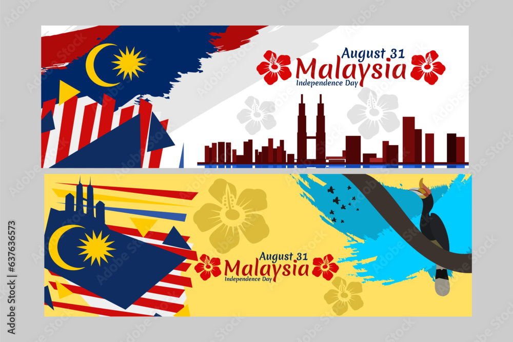 Obraz premium August 31, Independence day of Malaysia vector illustration. Suitable for greeting card, poster and banner.