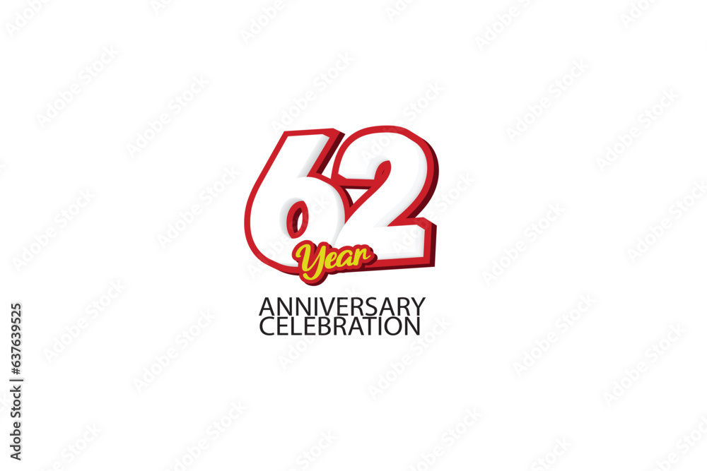 62th, 62 years, 62 year anniversary minimalist logo, jubilee, greeting card. Birthday invitation, sign. Red space vector illustration on white background - Vector 62th, 62 years, 62 year anniversary minimalist logo, jubilee, greeting card. Birthday invitation, sign. Red space vector illustration on white background - Vector