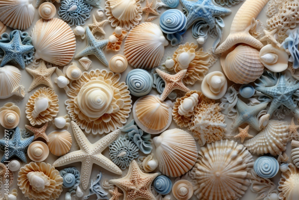 Summer background with seashells texture Summer background with seashells texture