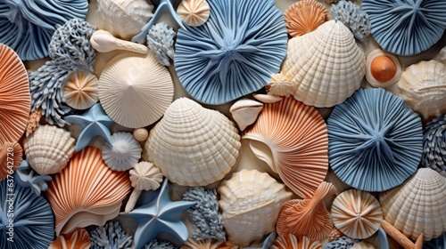 Summer background with seashells texture © savvalinka