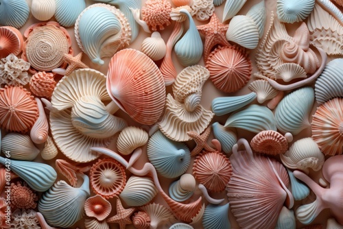Summer background with seashells texture
