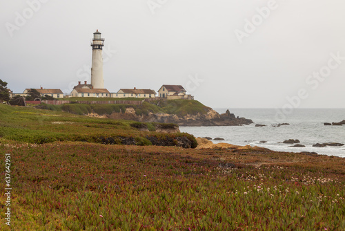 Pigeon Point Light Station on a foggy day  California