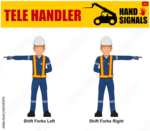Set of worker present Tele Handler signal on white background © heavypong