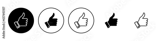 Thumbs up icon set. Hand like. Like icon vector.