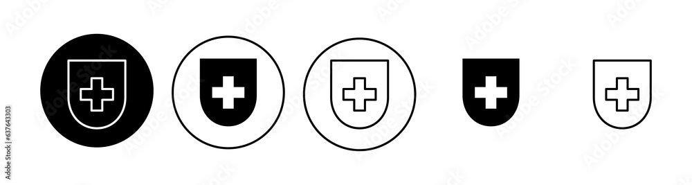 Obraz premium Health insurance icon set. Insurance health document icon