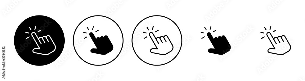 Hand click icon set. pointer icon vector. hand cursor icon vector Hand click icon set. pointer icon vector. hand cursor icon vector