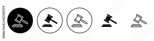 Gavel icon set. judge gavel icon vector. law icon vector. auction hammer