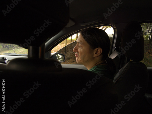 Man in Car Front Seat with Worried Expression © @mpfotoproducto