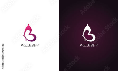 Butterfly B Logo, beautiful spa, vector graphic design