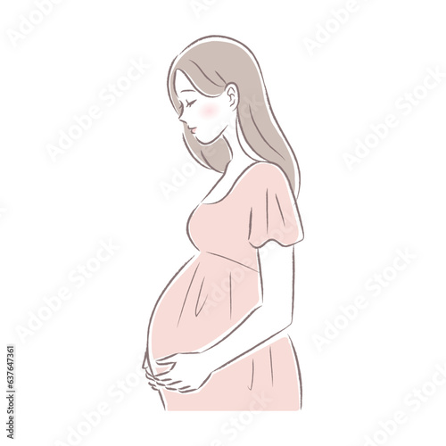 妊娠後期・臨月の微笑む妊婦さんのイラスト