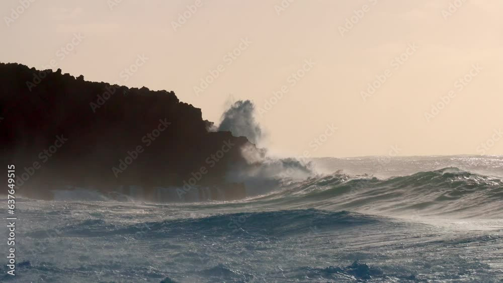 2023 - Waves crash against Hawaii's Papohaku Beach in slow motion. 2023 - Waves crash against Hawaii's Papohaku Beach in slow motion.