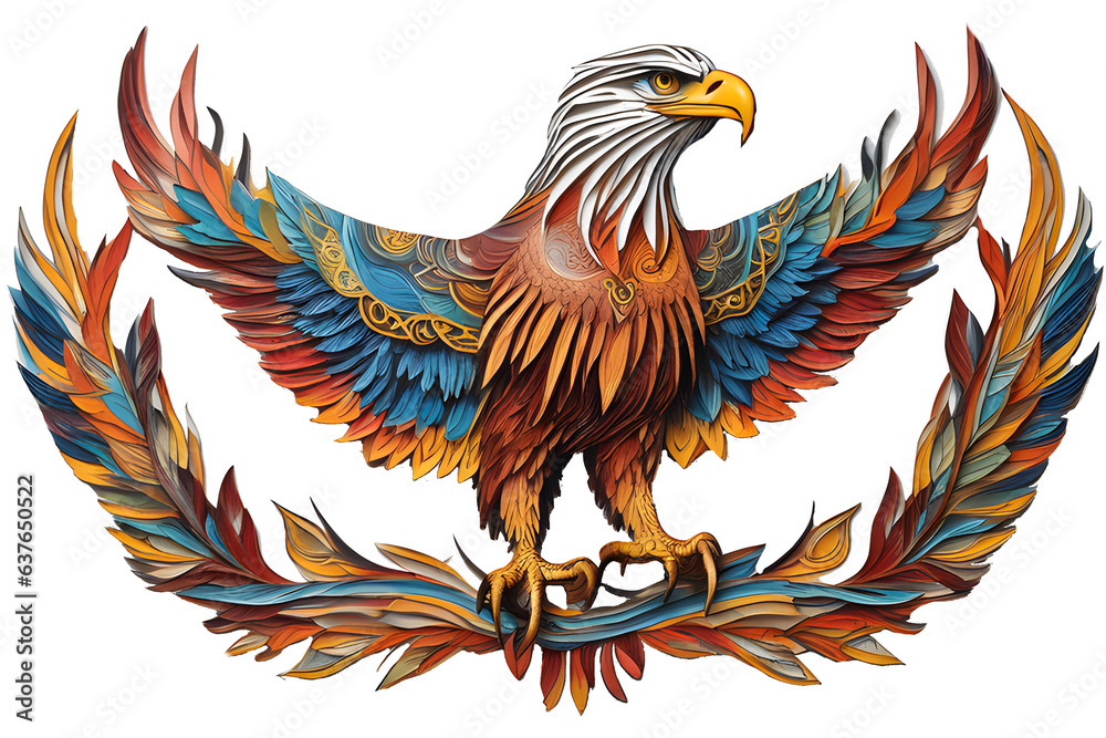 Colourful full body eagle with kirigami style. Colourful full body eagle with kirigami style.