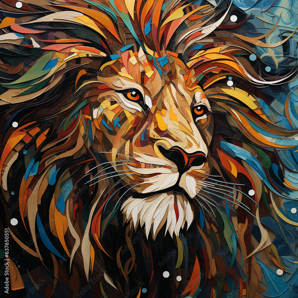 lion head in art abstract style
