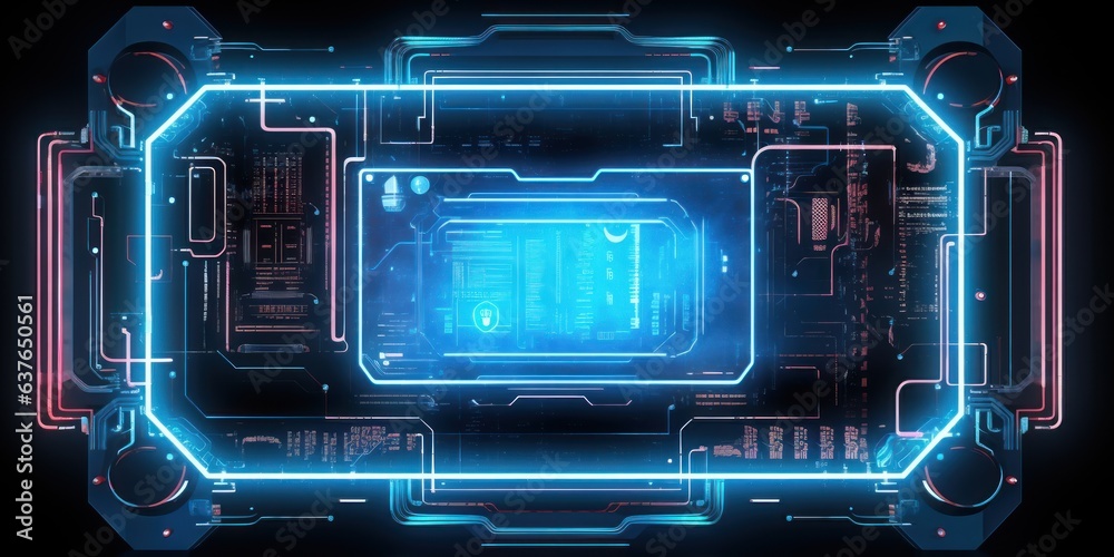 Abstract computer board geometry from neon for your mockup. AI Generation Abstract computer board geometry from neon for your mockup. AI Generation
