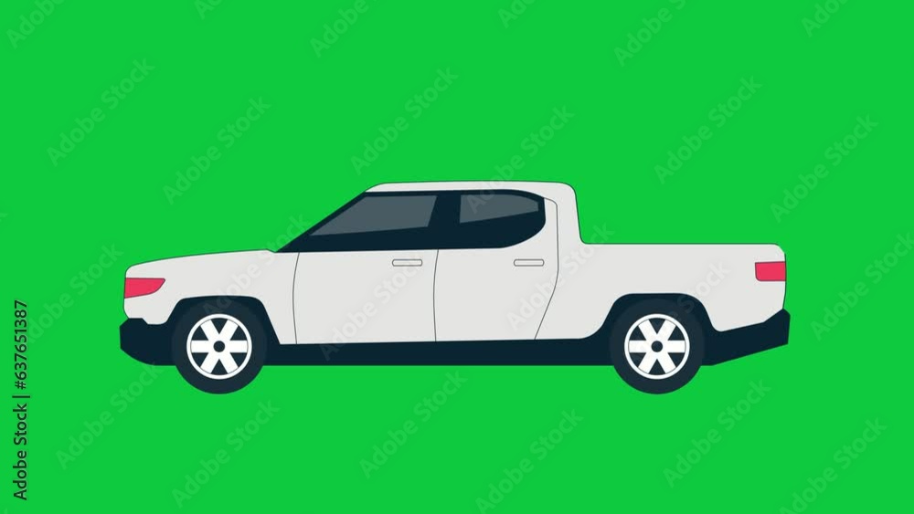 Electric Vehicle Truck Flat Design Animation Start Wheel Rotation Modern EV Car Technology Electric Vehicle Truck Flat Design Animation Start Wheel Rotation Modern EV Car Technology