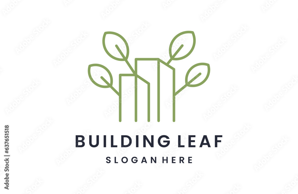 Leaf building  vector logo design template