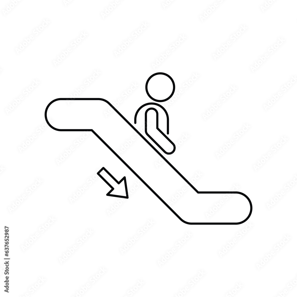 Escalator down icon design. isolated on white background. vector illustration Escalator down icon design. isolated on white background. vector illustration