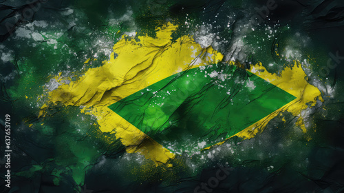 Drawing of a modern painted and stylized Brazilian Flag, Independence Day of Brazil.