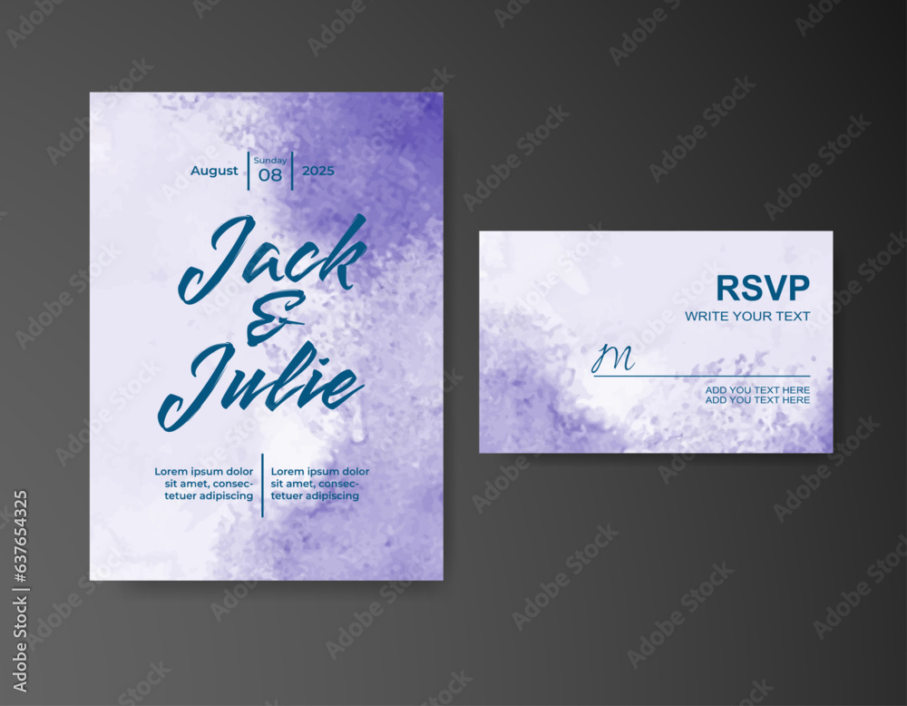 Wedding invitation with abstract watercolor background Wedding invitation with abstract watercolor background