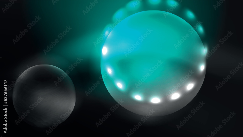 Circles with bright neon shiny light effects, abstract background wallpaper design